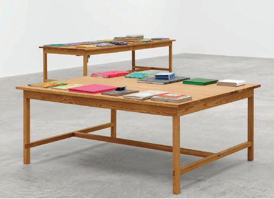 Laura Owens, Books and Tables at Matthew Marks, photo 2