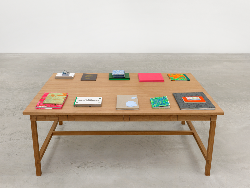 Laura Owens, Books and Tables at Matthew Marks, photo 3