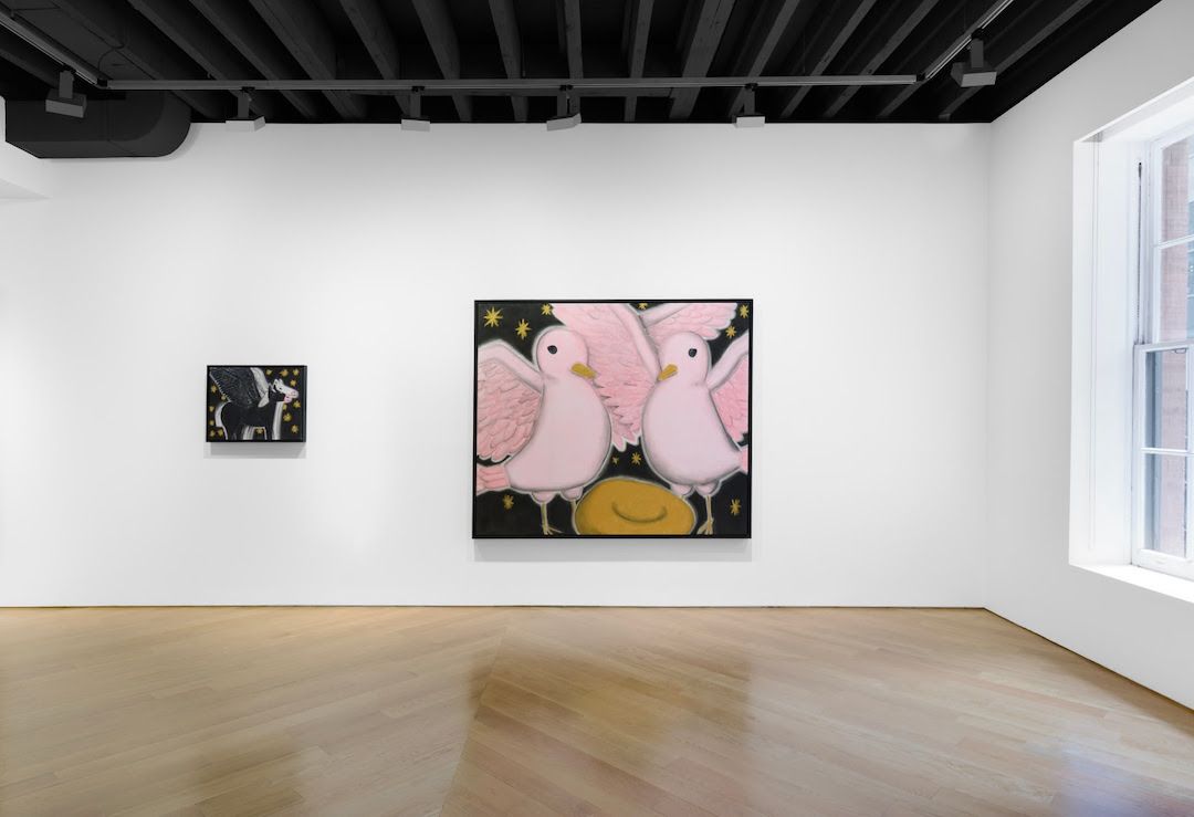 Andrew Sim, Two Pink Birds With a Gold Nest at Anton Kern, photo 2